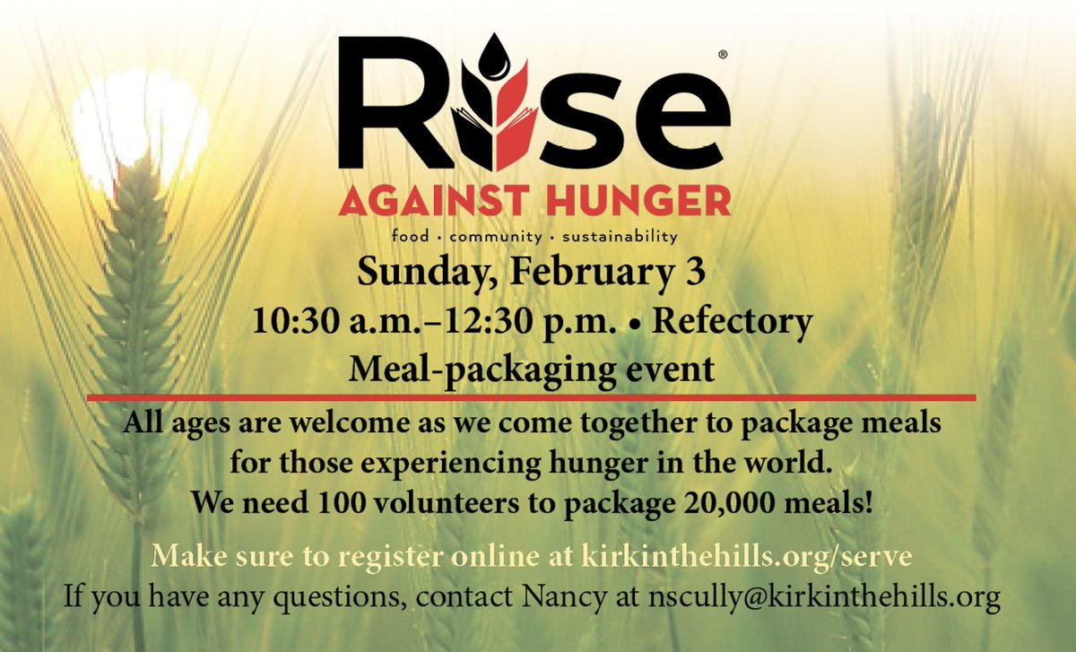 Have you registered for the Rise Against Hunger meal packaging event <a href="/kirkinthehills/">Kirk in the Hills</a> on Sunday, February 3? Click here: shn.secure.force.com/events/homepag… @rqnando #2030isPossible #showthelove