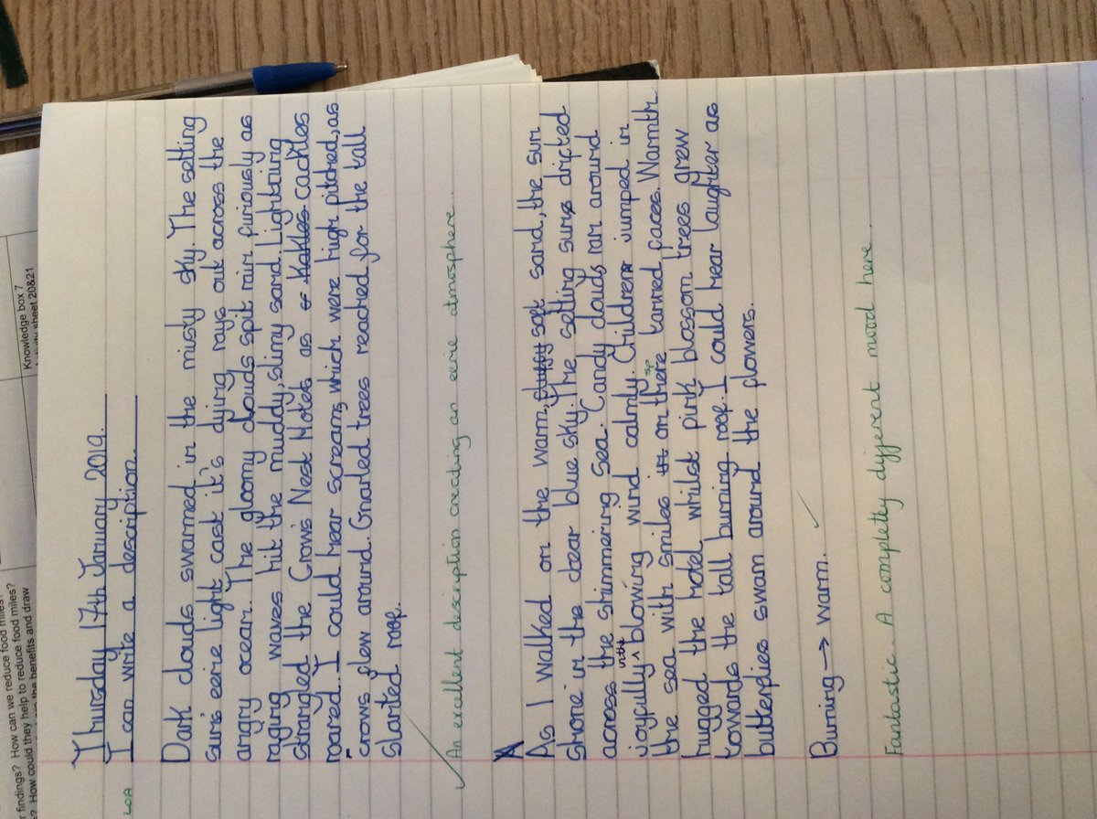 MrsBrydenEPS's tweet photo. Year 5 we are so proud of the effort you put into your descriptive writing today. Fantstaic progress is being made by all! #welovewriting #figurativelanguage #creatinganatmosphere https://t.co/3GLqW0hWGM