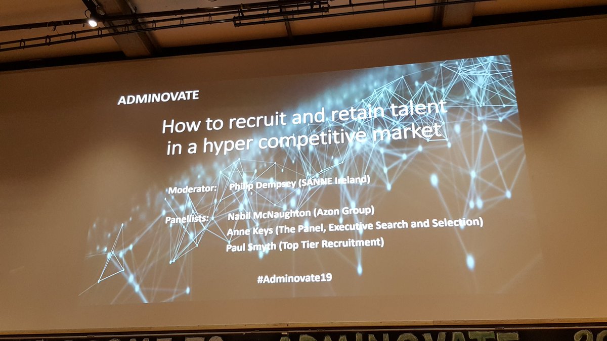 ThePanelDublin's tweet photo. Our MP, Anne Keys now on panel discussing "how to recruit and retain talent in a hyper competitive market" @adminovate. Anne getting the crowd involved with her American football analogy. #Adminovate19 #talent https://t.co/lmC4evRFsD