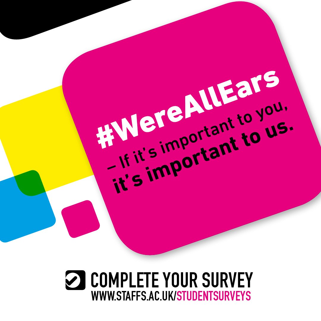 UniofStaffs's tweet photo. There’s about two months left to complete your student survey. Help improve student’s @StaffsUni experience by completing the survey: https://t.co/36K8s7nlhe #WereAllEars https://t.co/bhmlyLnSxb