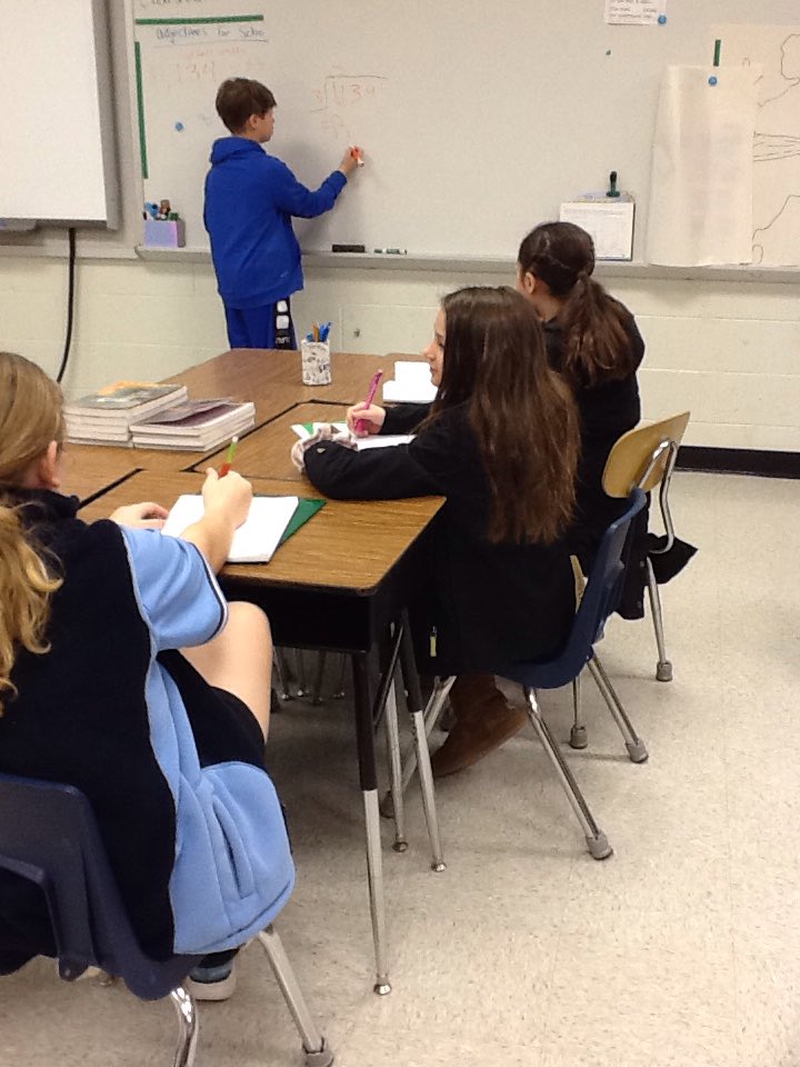 seabeesgifted's tweet photo. Fourth graders teach the class their strategies for solving division problems. https://t.co/R5ZOCiWWmb