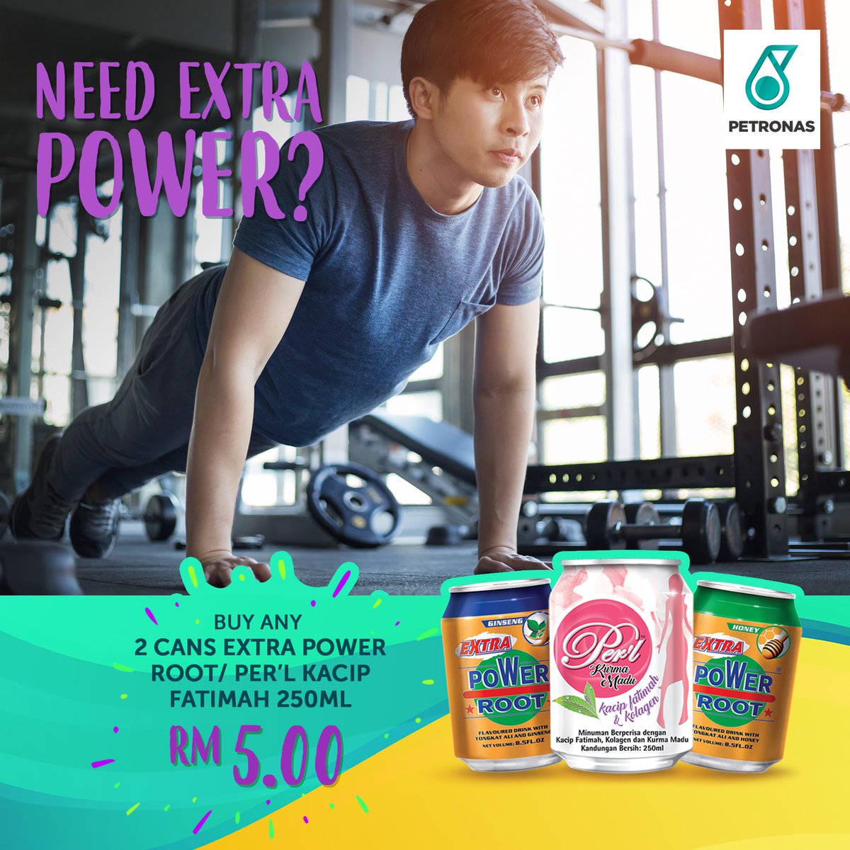 Petronasbrands's tweet photo. Everyone needs extra power! Get yours today at any PETRONAS station! Buy any 2 tins of Extra Power Root or Pearl Kacip Fatimah for only RM5!
More deals here https://t.co/ZOeFDujOUH until 31 January.
#KedaiMesra #2019Deals #HappyNewYear #PowerRoot #KacipFatimah #TerrificThursday https://t.co/jwNtioMZC4