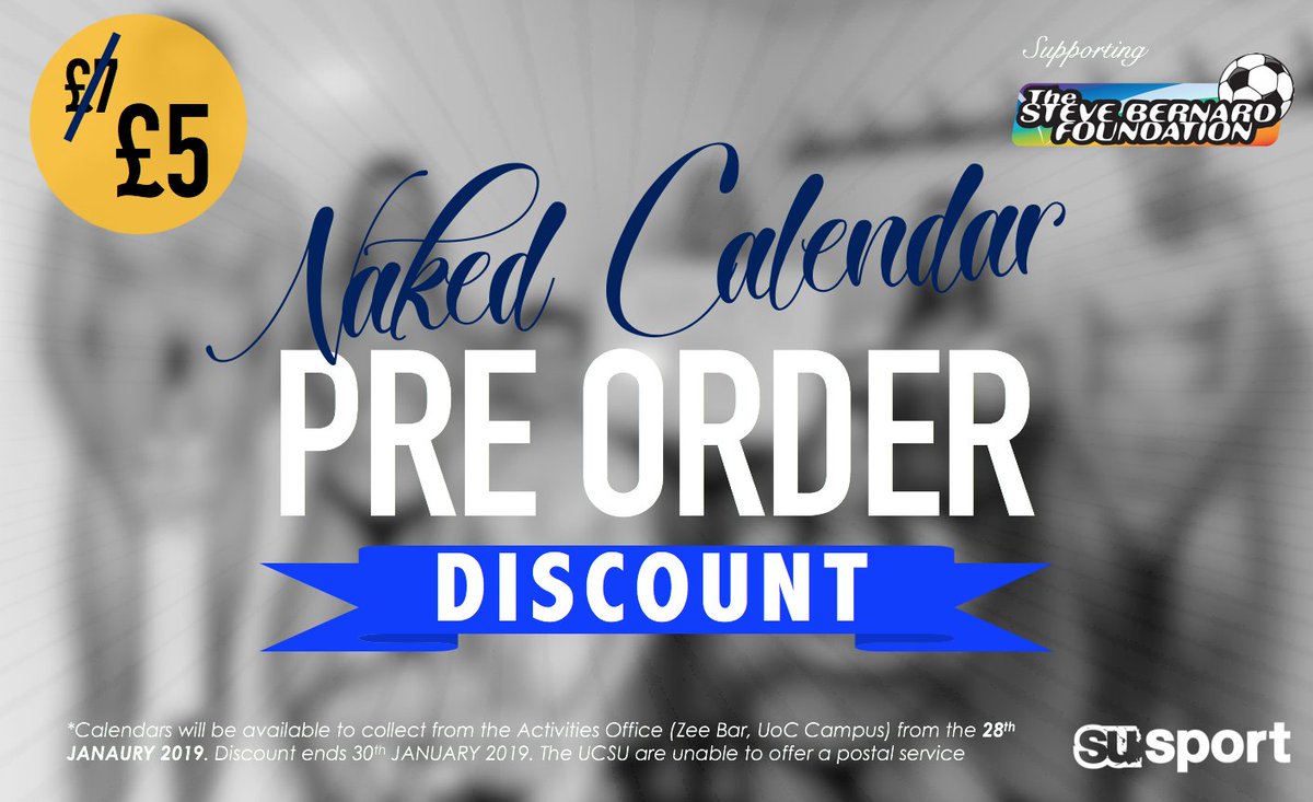 The SU Sport Naked Calendar in support of the The Steve Bernard Foundation is available to pre order at a discounted price!

There are only a limited number available to grab yours now!

👉ucsu.org/shop/product/1…

#WSIHE #SUsport #chiuni
