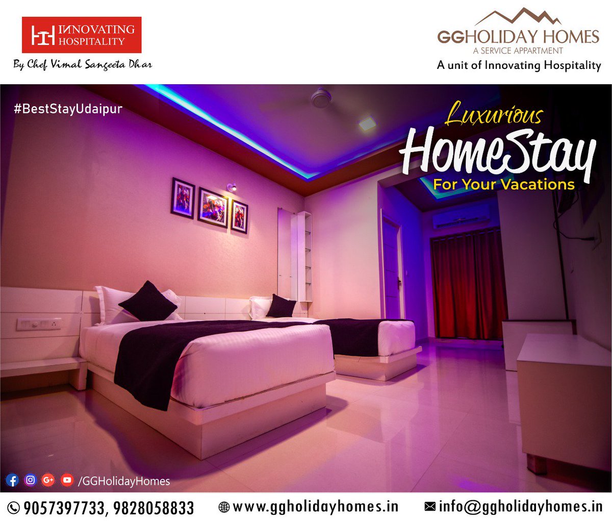 GGHolidayHomes's tweet photo. Come Experience The Luxurious Comfort at GG Holiday Homes...And Enjoy Your Weekend With Us.
Visit us: https://t.co/VcakGWgNPG
#GGHolidayHomes #Udaipur #ServiceAprtment #HomeAwayFromHome #HomeLikeFeel #Luxurious #Comfort #Stay #Enjoy #Weekend #Food #GoodRoom #LuxuriousStay #Luxury https://t.co/rAQ8lDENXJ