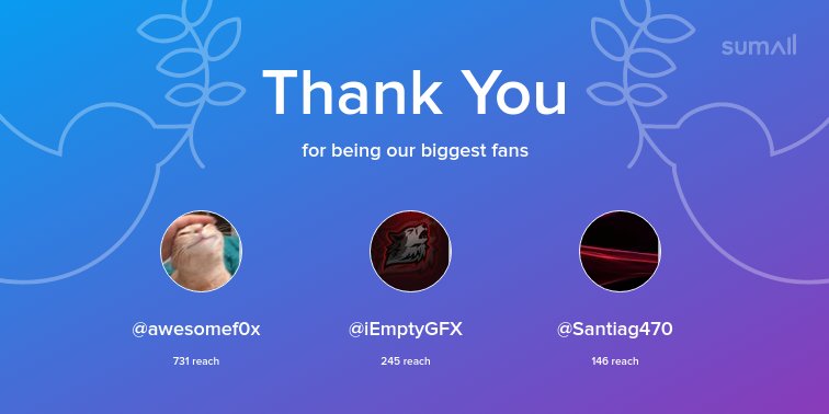 zoom_graphics's tweet photo. Our biggest fans this week: @awesomef0x, @iEmptyGFX, @Santiag470. Thank you! via https://t.co/2zoXvMkYdF https://t.co/5fu62LIWZl