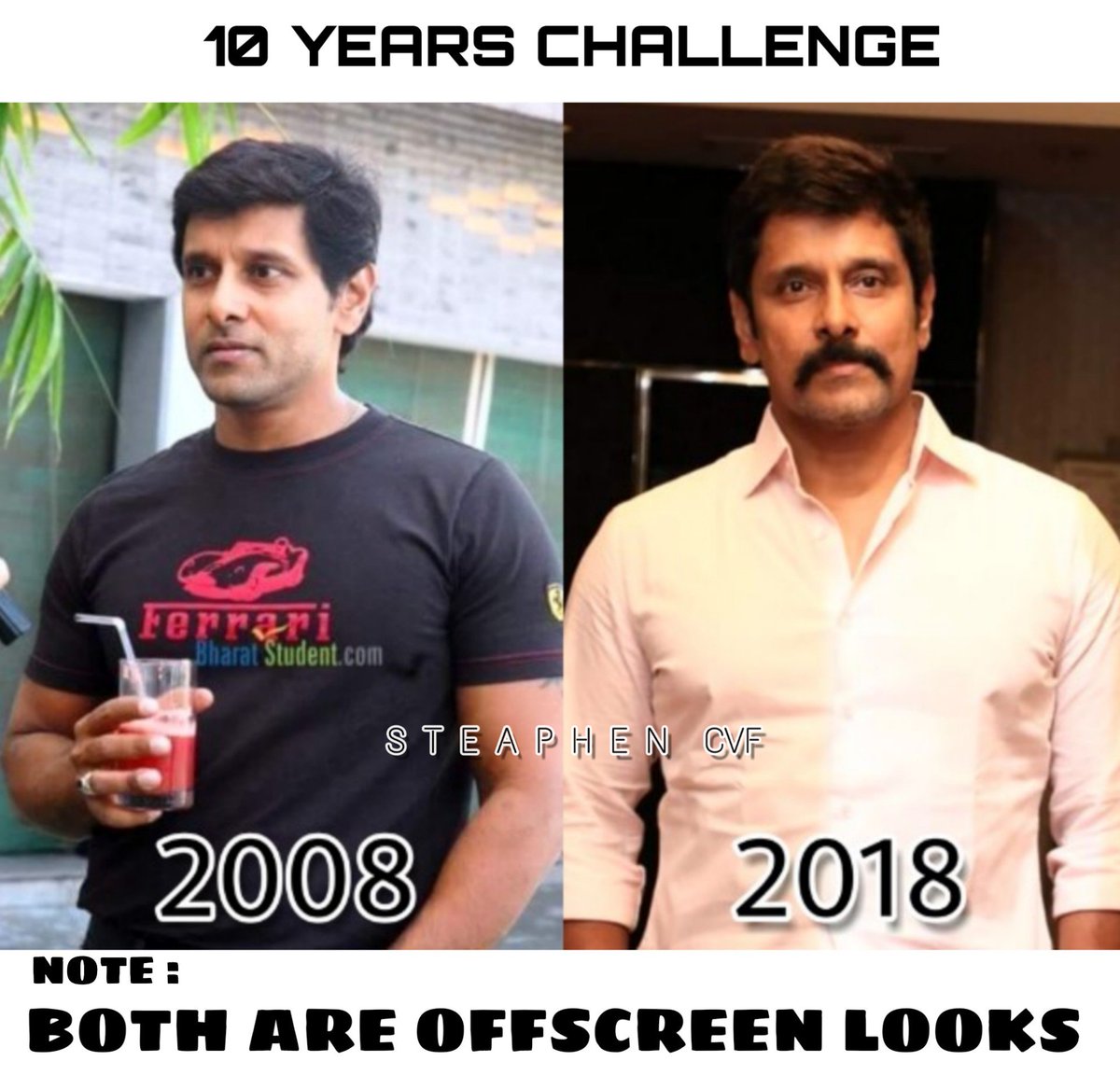 #10YearChallenge 
#10YEARSCHALLENGE 

Offscreen look of #ChiyaanVikram sir 😊

1st pic - Age 42
2nd pic - Age 52

@proyuvraaj @sooriaruna @Kalaiazhagan7 @kavikumar @chiyaanCVF @CHIYAANism @VikramTrendz @Cvfkerala @BengaluruCVF @telugucvf @CVF_Russia