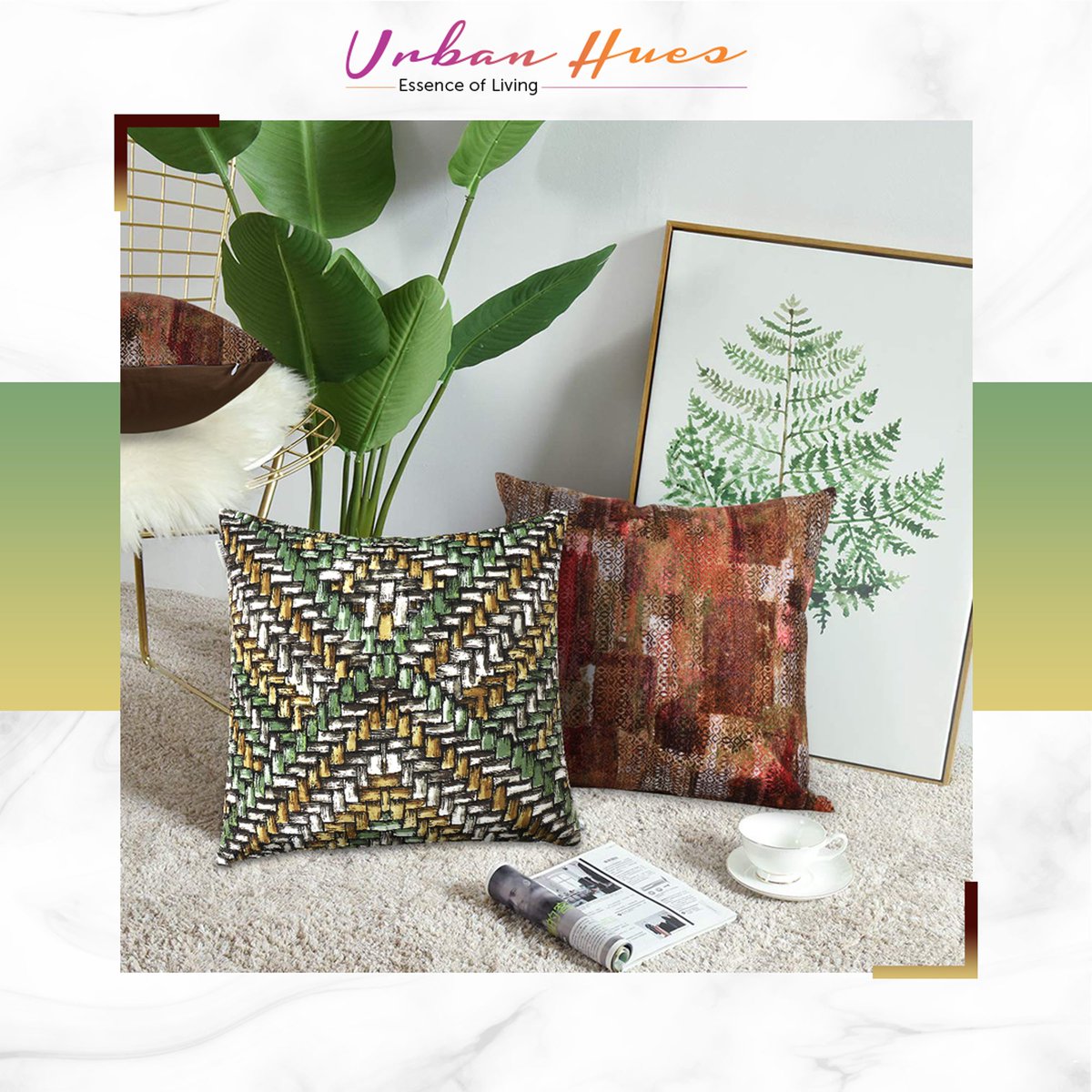 Pep Up Your Interiors With The Exuberant And Tireless Cushion Covers By Urban Hues!
#cushionlove #smoothfabric #interiordesign #homedecoration #homegoal  #colourfulpatterns #softfurnishings #Lifestyle #LivingRoom

Buy Now: amzn.to/2Fq0KLg