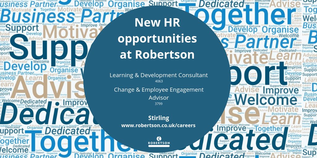 As part of the expansion at Robertson, our HR department is recruiting for two full-time positions in Stirling. Click the links to find out more and apply. 
Change &amp; Employee Engagement Advisor: careers-robertson.icims.com/jobs/3799/chan…
Learning &amp; Development Consultant: careers-robertson.icims.com/jobs/4063/lear…