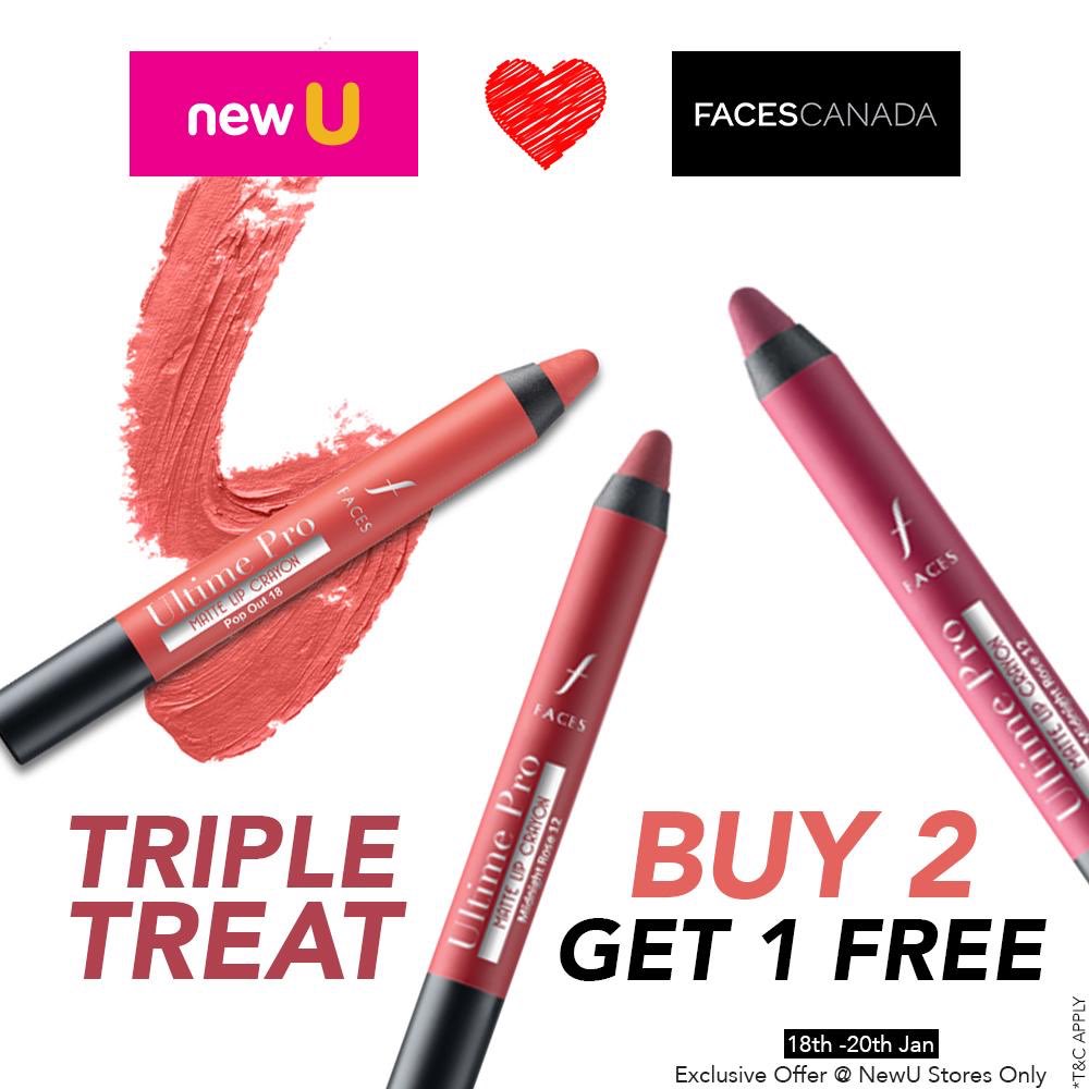 BestechSquare's tweet photo. The sale season just becomes better at @newu_dabur! BUY TWO Ultimate Pro Matte Up Crayon lipsticks from @facescanada and GET ONE FREE! It's time to get your lipstick quick-fix at #BestechSquareMall 💄 https://t.co/fLvlfl2P1c