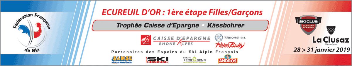 FedFranceSki's tweet photo. ❄L'étape inaugurale de l’#EcureuildOr 2019 - Trophée Caisse d’Épargne Kassbohrer - se tiendra à la @LaClusaz et au Grand Bornand du 28 au 31 Janvier 2019.
Consulter le programme : https://t.co/KRzbsp473O
#Terréssens - #SAMSE - #Andros #skialpin https://t.co/XTinWAf4KV