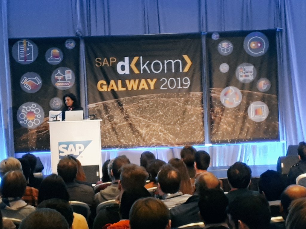 Uisce84's tweet photo. DKOM Galway 2019. Keynote on Delivering the Intelligent Enterprise #SAPIreland #IntelligentEnterprise #SAP https://t.co/a2CirpRbOL