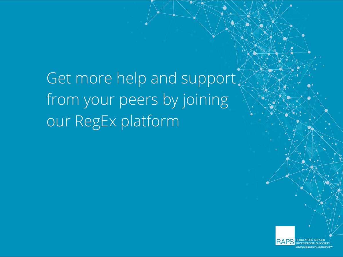 Do you need more support from your peers? Do you have questions that need to be answered by regulatory experts? Use our RegEx platform to get the help and support you need: https://bit.ly/2yLsLYC