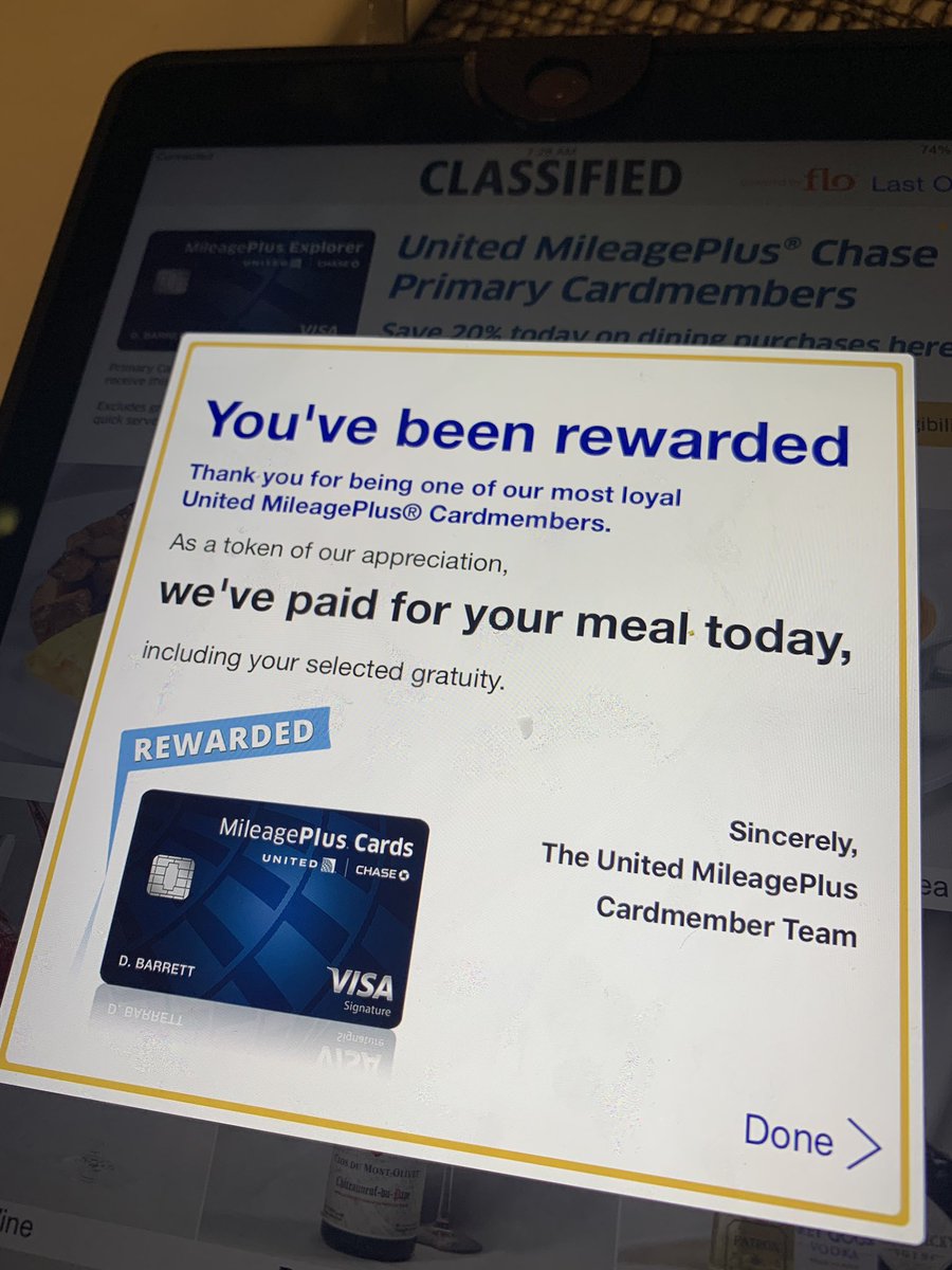 Thanks <a href="/chase/">Chase</a> and <a href="/united/">United Airlines</a> for breakfast at #classified
