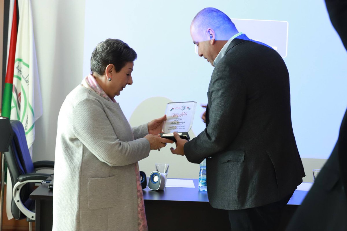 A few pictures from the graduation ceremony of our Zimam-PLO Program at the PLO Department of Public Diplomacy &amp; Policy, with <a href="/DrHananAshrawi/">Hanan Ashrawi</a>. 

Learn more about the program and our incredible young activists in our 2018 Annual Report: bit.ly/Zimam2018