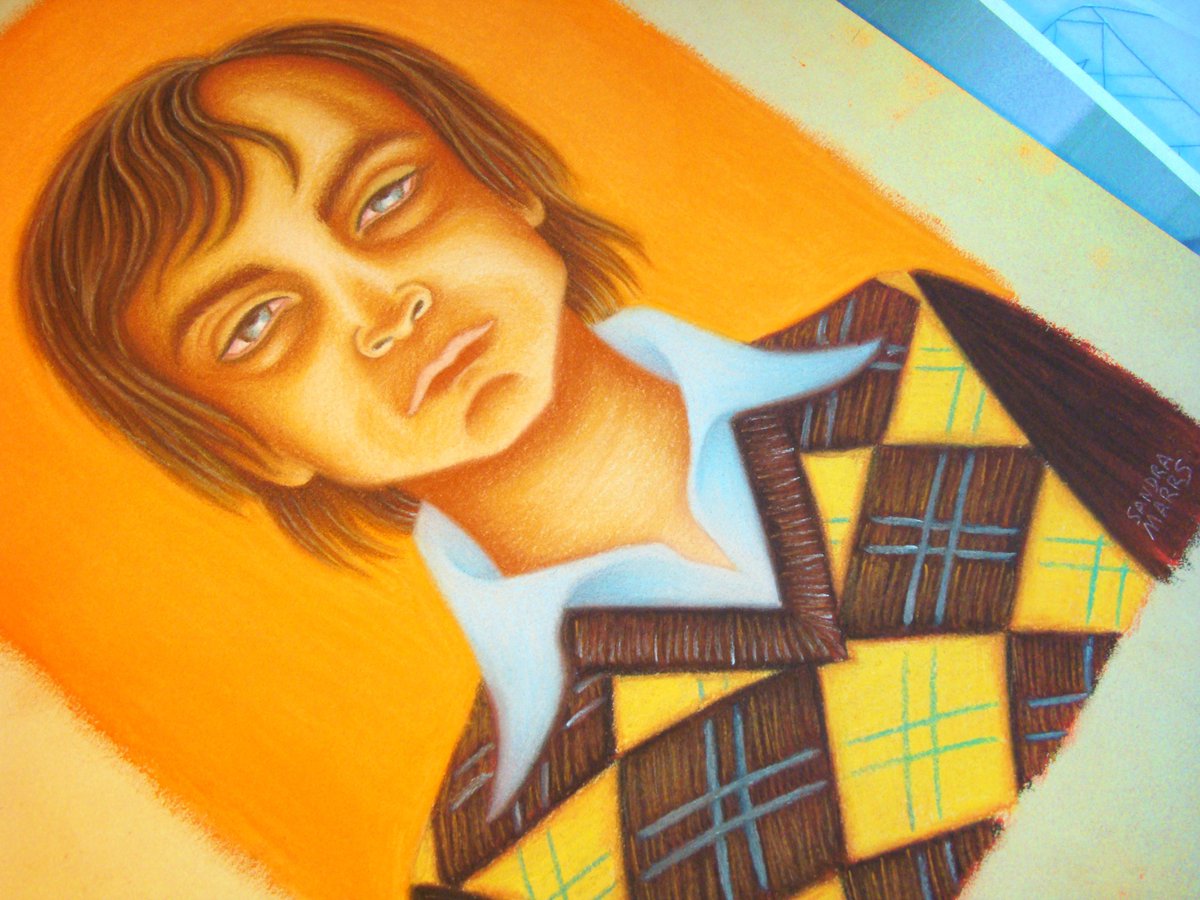 metaphrog's tweet photo. Finished! Portrait of Mark E. Smith. Pastel on paper. John, long time fan, asked me to make this commemoration portrait. There will be limited edition prints (next tweet in this thread). #TheFallGroup #theFall #MarkESmith
PS: Thought you might like to see this @Brixsmithstart! https://t.co/FKflN1PaZK