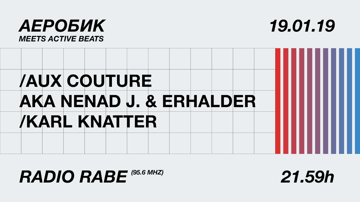 aerobikrecords's tweet photo. АЕРОБИК meets Active Beats - This Saturday 19.01.2019 on Radio Stadtfilter Winterthur 96,3 MHz - Tune in!
#radio #radioshow #activebeats #stadtfilter #auxcouture #nenadj #erhalder #techno #technomusic #rave #acid #АЕРОБИК #aerobikrecords #sweatingisnotacrime https://t.co/T61pnNuEcb
