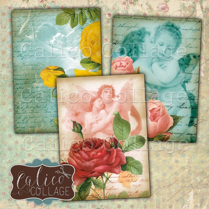 CalicoCollage's tweet image. I created these little lovelies, "Romance and Roses",  back in 2012.  They are approx 2.5x3.5 and feature classic romantic painting muted over pink and teal, to help make the cards pop I have layered them with vintage roses!  💖💖💖 loom.ly/Vxc6ULM #JournalingCards