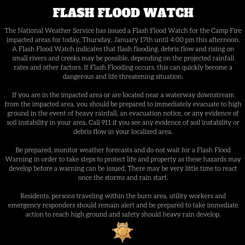 Flash Flood Watch: 
#ButteSheriff