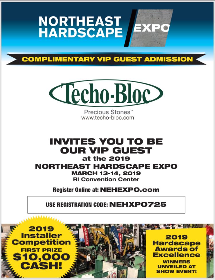 techomd's tweet image. #NEHARDSCAPE FREE Passes register early  come check out the new products, grab a new catalog and spec book. I hope to see you there.