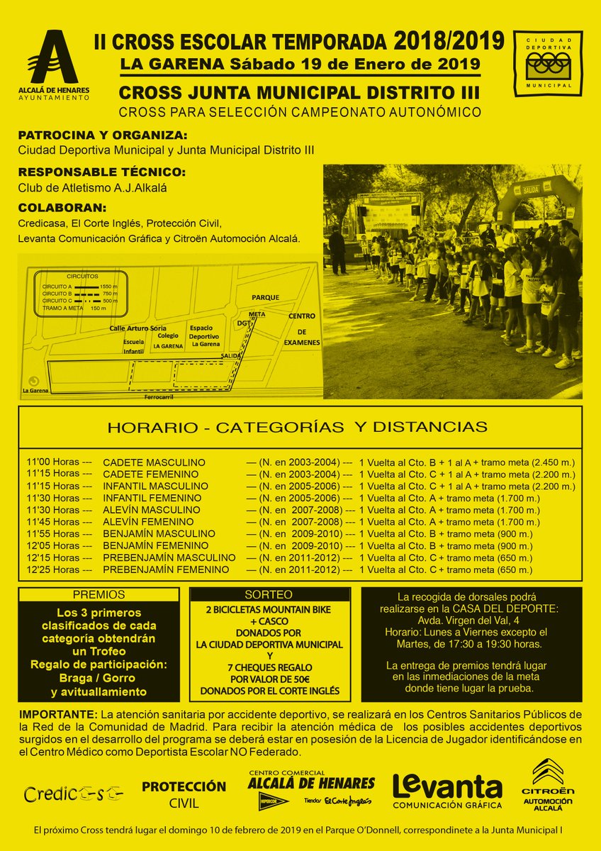 JuntaMdistrito3's tweet photo. 🗓️Sábado 19 de enero - II Cross Escolar Temporada 2018-2019 - Cross Junta Municipal Distrito III. Toda la información en el cartel 👇 https://t.co/GPl3zr2RuO