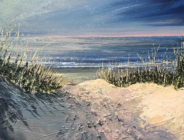 'From the Dunes at #Barafundle' Small oil painting #Pembrokeshire @visitwales #walescoast #westwales #seascape #oilpainting #artist #ArtistsofSEA