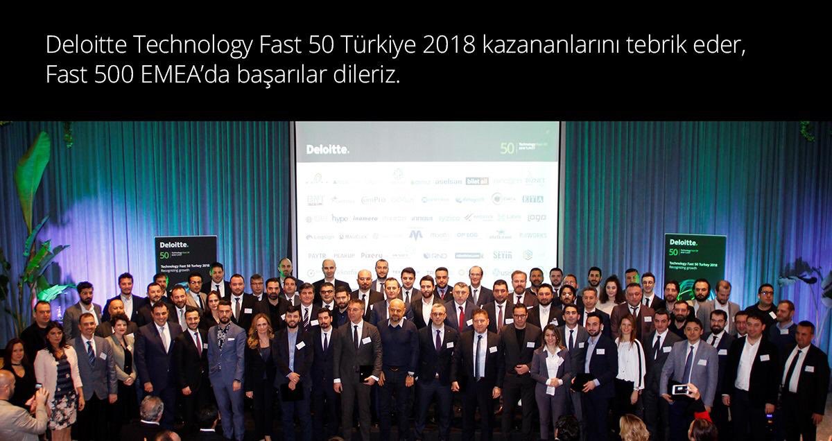 DeloitteTurkiye's tweet photo. Türkiye'nin en hızlı büyüyen teknoloji şirketlerinin ödüllendirildiği Fast 50 listesine girmeyi başaran tüm firmaları tebrik ederiz. #Fast50Turkey18 https://t.co/lOs0LJFKer