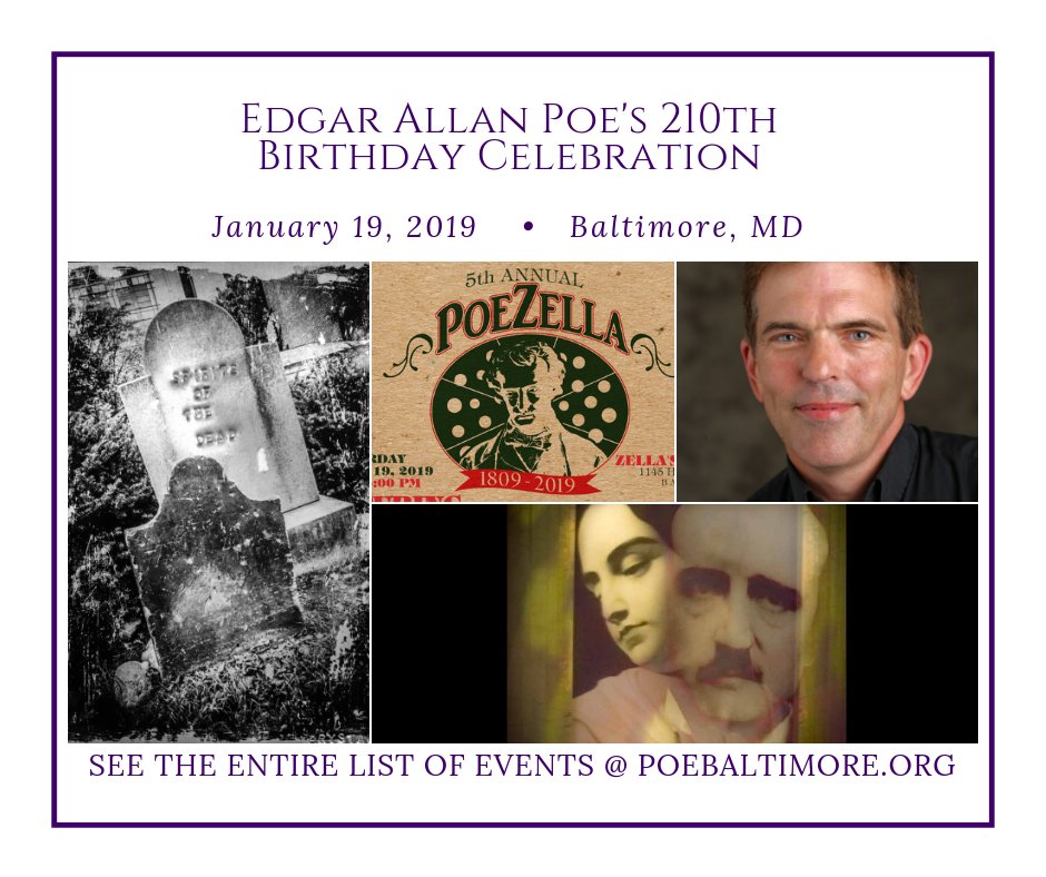 This saturday is Poe's 210th Birthday! Here's a list of birthday happenings at Poe House including POEZELLA, The Saturday 'Visiter Awards', and a chance to cast your vote for "The Raven" or "The Tell-Tale Heart"! - mailchi.mp/b26bdff148dd/p…