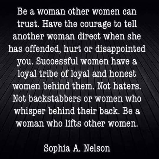 MsToya1913's tweet photo. Be a woman other women can trust...

Successful women have a loyal tribe of loyal and honest women behind them.
~@IAmSophiaNelson

Who's in your loyal tribe?

#ThursdayThoughts https://t.co/7ZLYFErVOe