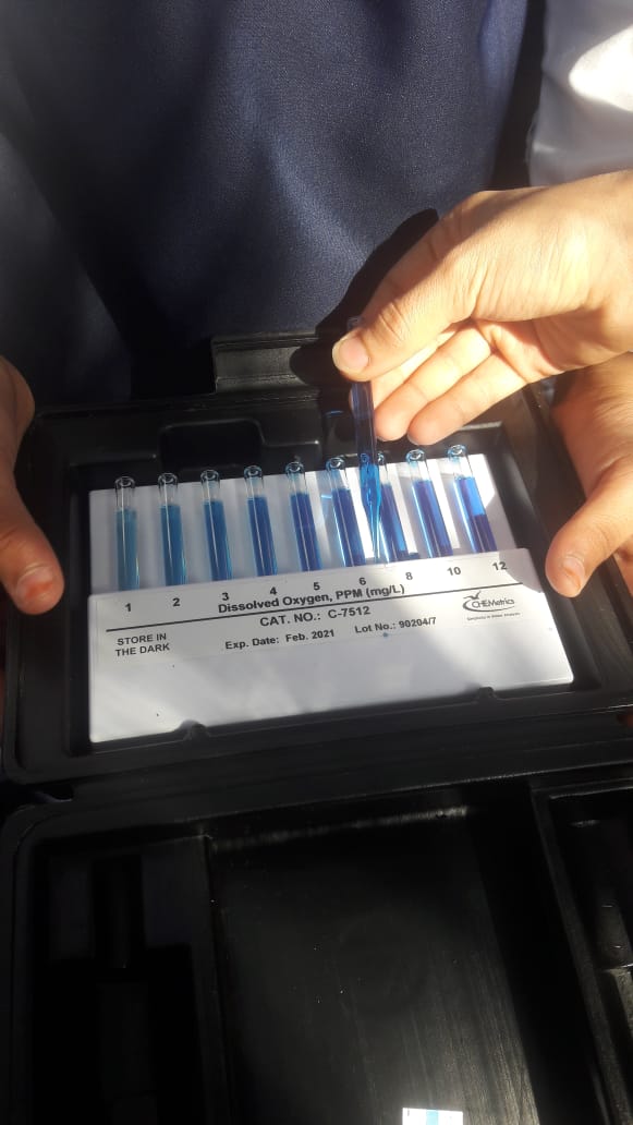 قام الفريق في الرحله تطبيق بروتوكول الماء
حيث تم قياس شفافية مياه الوادي وكذلك حموضتها وملوحتها وموصليتها بالاضافه الى قياس نسبة الاكسجين الذائب في الماء للعلم  انه من البروتوكولات المتقدمه..