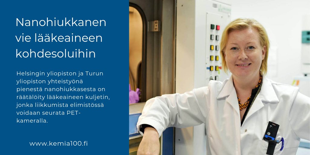 Apulaisprofessori @anu_airaksinen radiokemian tutkimusryhmä Helsingin yliopistossa on syventynyt radioleimaukseen, jota tarvitaan hiukkasen kulunseurantaan. Lue ja kuuntele <a href="/SiskoLoik/">Sisko Loikkanen</a> haastattelu! kemia100.fi/nanohiukkanen-…