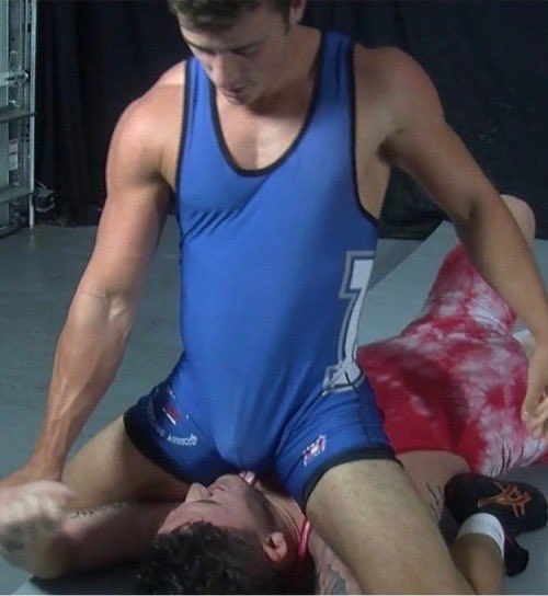 “Like the view bro? #wrestling #bulge #schoolboy #alpha #dominated” .