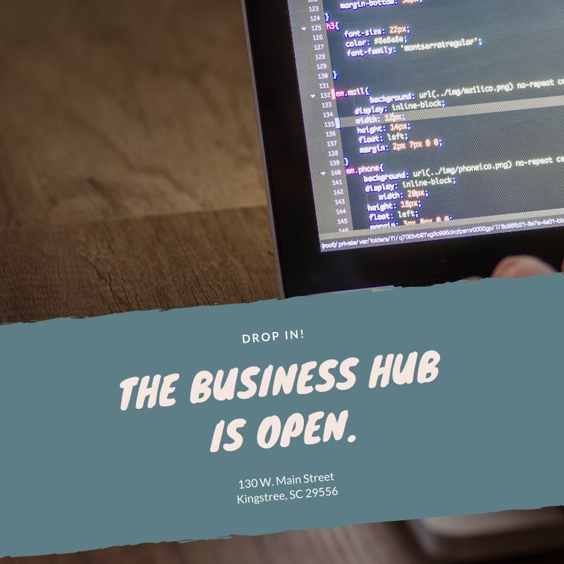 WCDevBoard's tweet photo. It's open until 3 p.m. #Entrepreneur #BusinessHub #BusinessPlan #EconomicDevelopment #WilliamsburgCounty #WCDevBoard #Progress #Inspiration https://t.co/vojfkjabu0