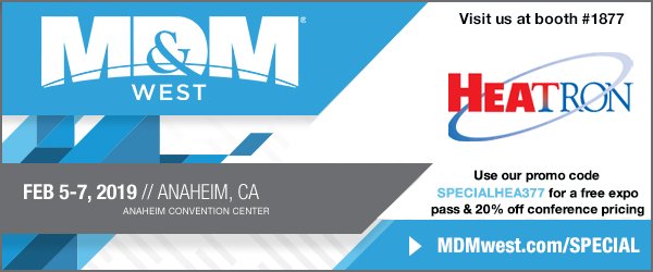 heatron's tweet photo. Join us at MD&amp;M West in booth 1877. Use our promo code SPECIALHEA377 for a FREE expo pass &amp; 20% off conference pricing. https://t.co/bVeWpZzrGe https://t.co/TFo1fPfhXk
