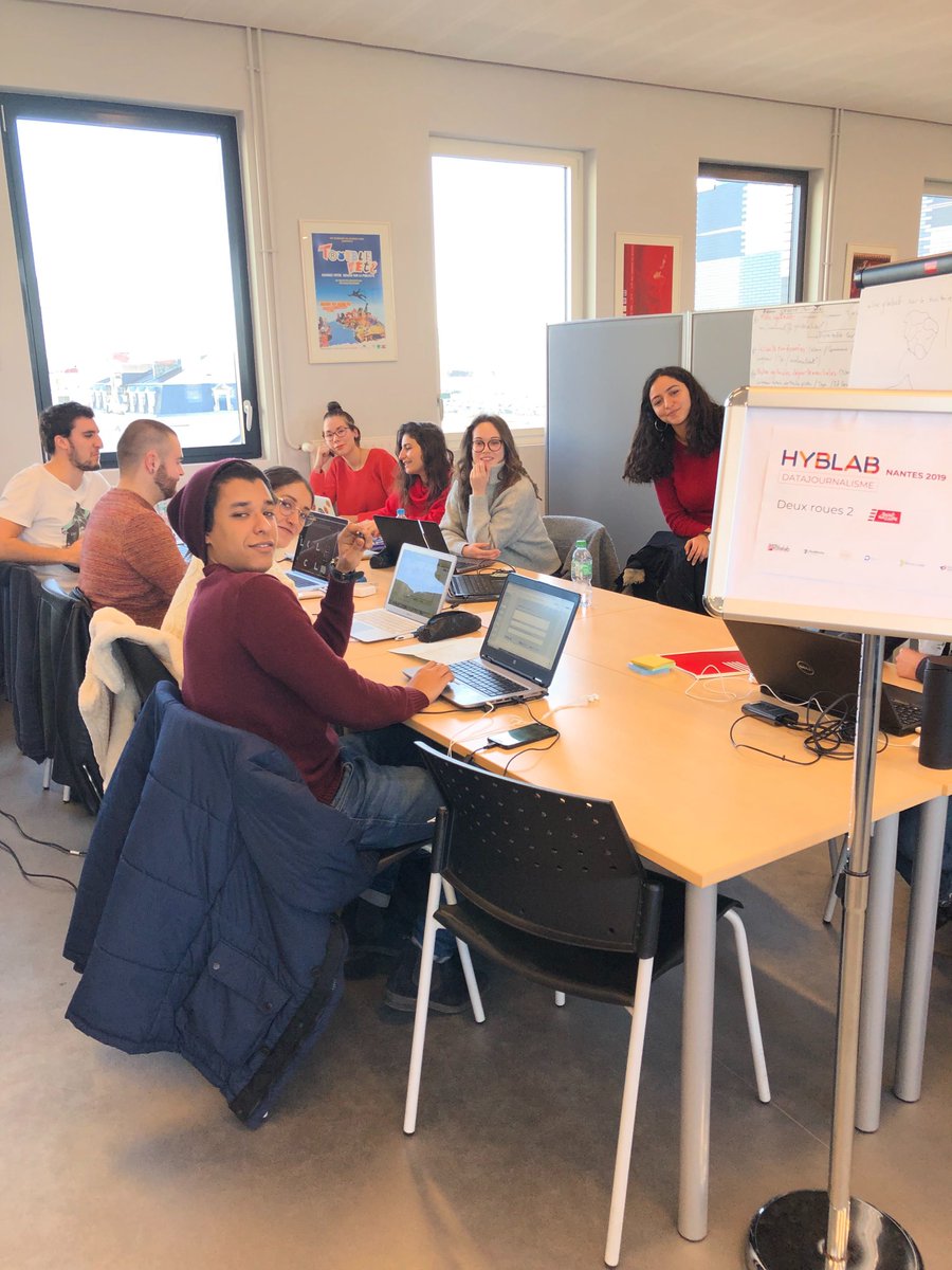 RouesCool's tweet image. Début de l'@HybLab 2019 ! L'équipe des @RouesCool constituée d'étudiants d'@audencia_com, @agrecoleimage et @PolytechNantes ! 😎🐦
Suivez notre projet sur le développement des vélos dans l'agglo de @VilleStNazaire !!
#ouestmedialab #HybLab #datajournalisme