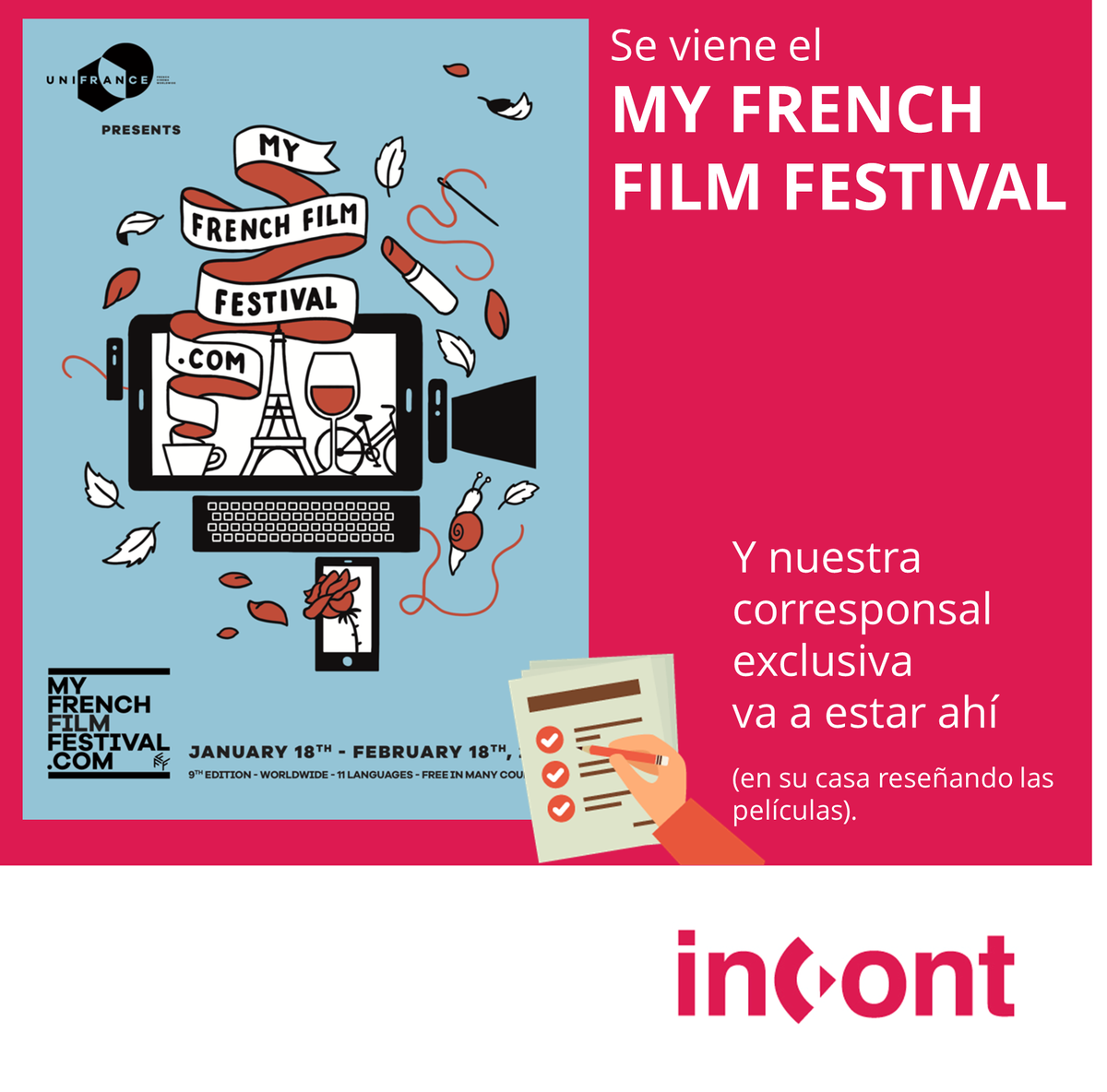 incont_IC's tweet photo. Se viene el @myfff y nuestra corresponsal exclusiva @maitenaok va a estar reseñando las pelís en https://t.co/SRXCczOUFT #MyFrenchFilmFestival https://t.co/Y9B9QJyA2p