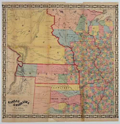 Happy Kansas Day!  #onthisday in 1861 President James Buchanan signed a bill making Kansas the 34th state in the Union. Pictured is an 1856 map showing the Kansas and Nebraska Territories. #kansashistory #kansasday