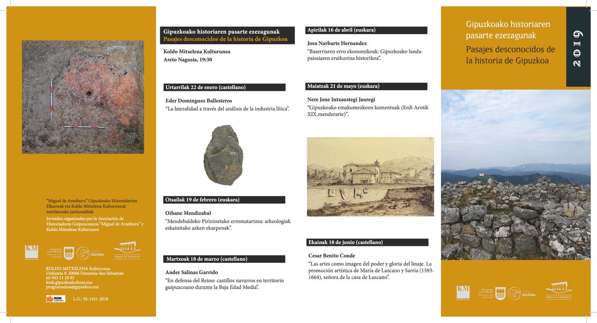 Este martes, 22 de enero, a las 19,30 en el Koldo Mitxelena Kulturunea damos inicio a la IX. edición de los "Pasajes desconocidos de la Historia de Gipuzkoa", con un plato fuerte: "La lateralidad a través del análisis de la industria lítica" de la mano de Eder Ballesteros.