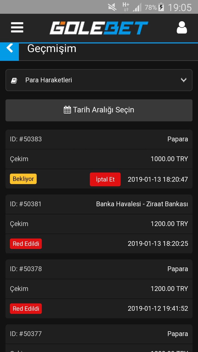 Kullanıcı <a href="/Golebet1/">Golebet3</a> sitesinden bahis almıştır kasasını 1200₺ yapmıştır ama hiç bir şekilde ödeme alamamıştır canlı destekten engellenmiştir golebet dikkat edin hatta oynamayın bir daha bu siteden bu siteyle alakalı şikayetler artıyor dikkat edin paranıza yazık olmasın