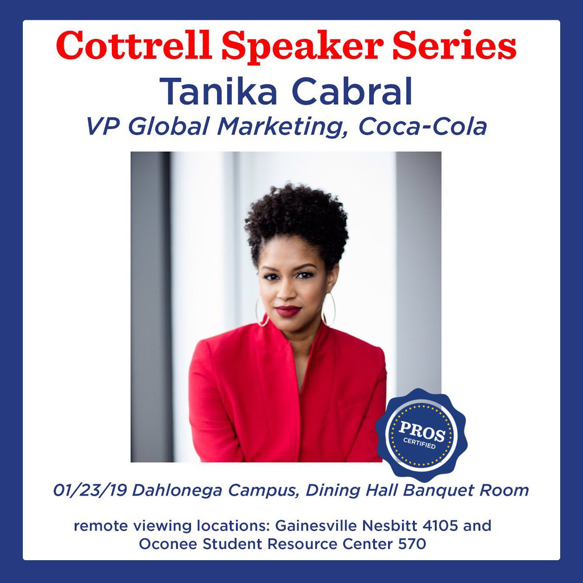 MCCBPROS's tweet image. Join us for the next Cottrell Speaker Series on January 23rd at 12PM on the Dahlonega Campus!! RSVP on UNGConnect! #ProfessionalDevelopment #ungpros