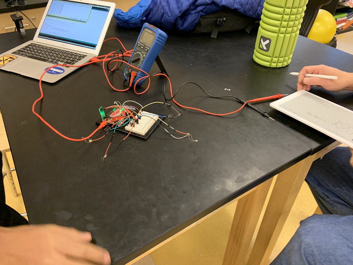 Troubleshooted our strain gauges this morning with our mentor Mr. Chin. We are now able to get accurate readings again and are waiting to see how super glue will dry on the inside of our roller to put it all together. #ChangeHowYouRoll