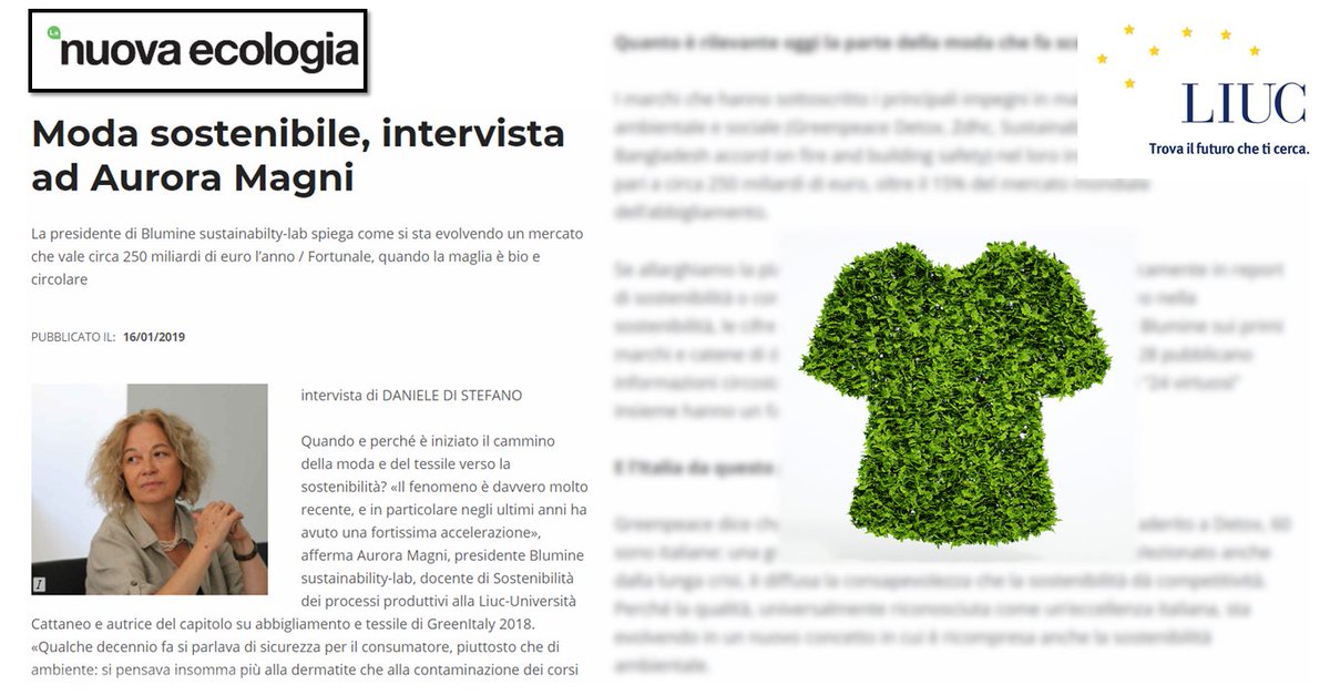 UniLIUC's tweet photo. Come sta evolvendo il mercato della moda sostenibile? Ce lo racconta la nostra docente @UniLIUC di #Sostenibilità dei processi produttivi Aurora Magni nell'intervista su @Lanuovaecologia https://t.co/2vEphdK5M1 #moda #modagreen #sostenibilità #ambiente #sociale #ecologia https://t.co/WgO9tuUEyX