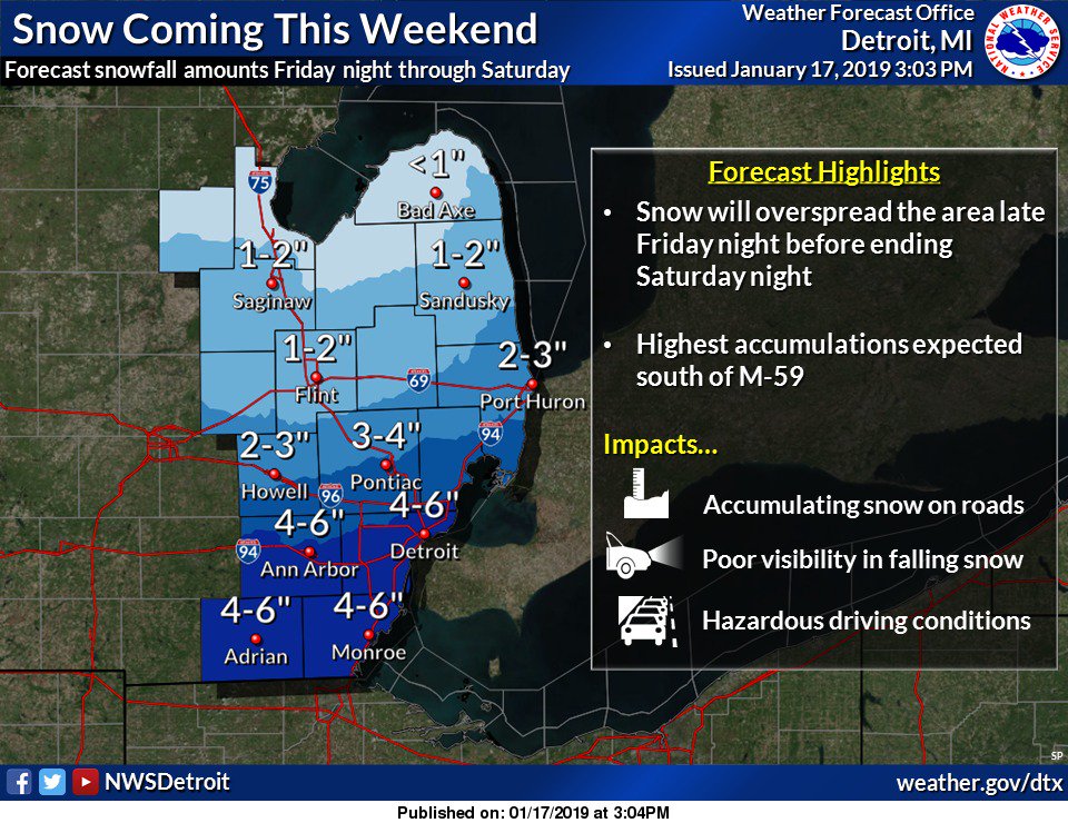 NWS Detroit on Twitter "Accumulating snow starting Friday night and
