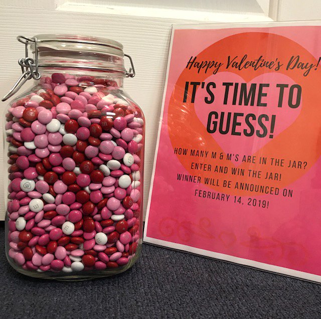 Smile Builders on X: VALENTINE GUESSING GAME! Can you guess how many  M&M's are in the jar? If you are the closest without going over, you  win! You can enter by commenting