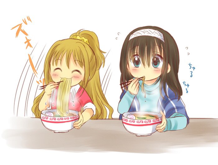 ふみあか ラーメンの食べ方すら正反対そうで面白い あきおのイラスト