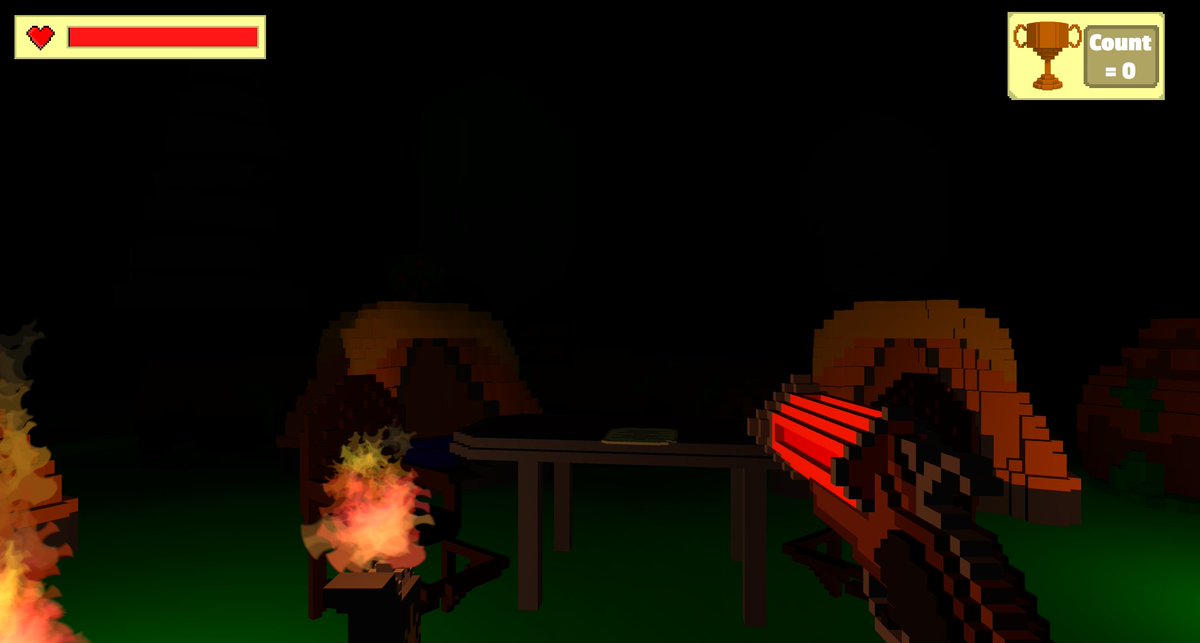 KnightlyDev's tweet image. Couple of screenshots from my level on Weapon of Choice that was based around using a flare to light your way around islands.

#indiedev #gamedev #voxelart