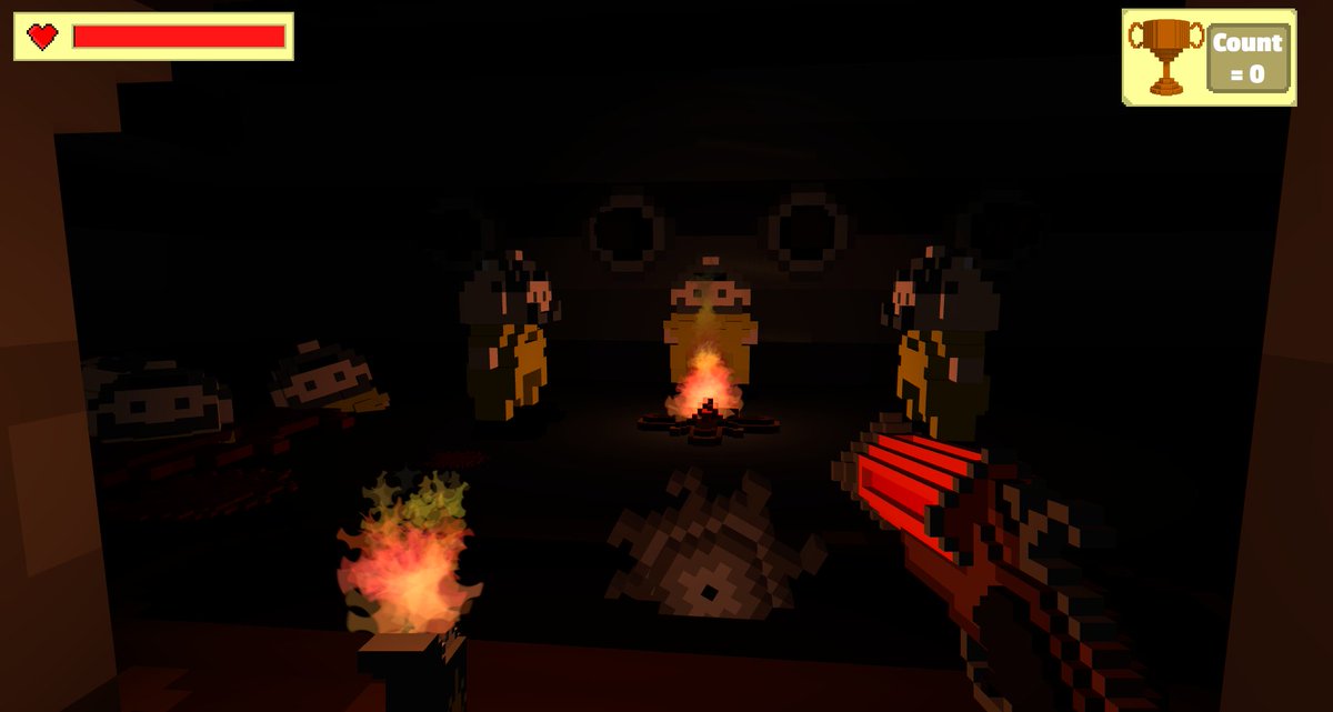 KnightlyDev's tweet image. Couple of screenshots from my level on Weapon of Choice that was based around using a flare to light your way around islands.

#indiedev #gamedev #voxelart