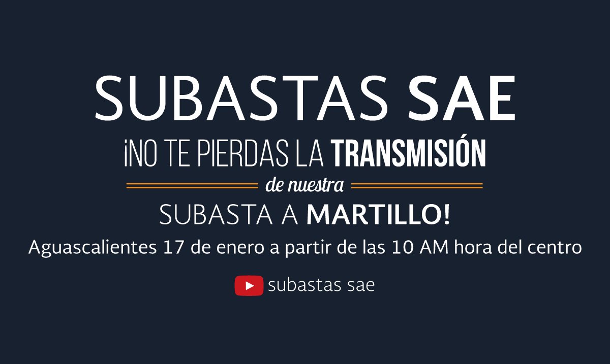 IndepOficialMex's tweet photo. ¡La primera  #SubastasSAE del año está por comenzar en #Aguascalientes! Sigue la transmisión en vivo por nuestro canal de Youtube https://t.co/dxH88nUITO https://t.co/CtlRbIAD9v
