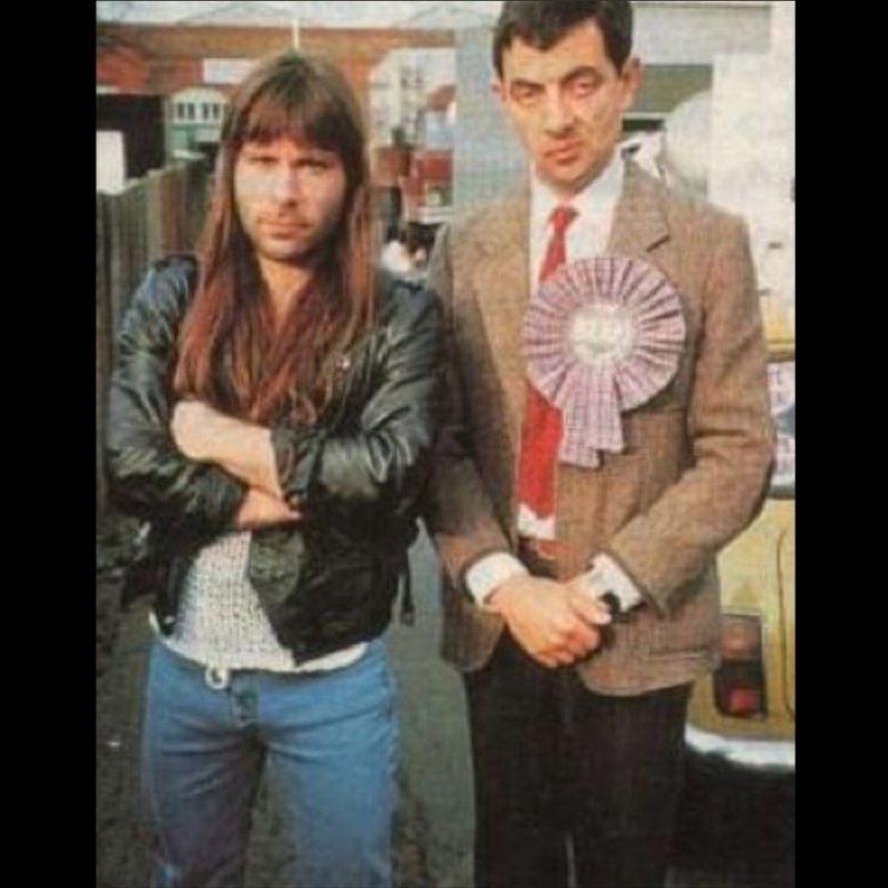 Checking out some vintage rock photos and came across Bruce Dickinson with Mr. Bean! Thanks @rockandrollimages for this classic pic.
#IfWeCouldReadYourMind
#vintagerock #rockphotos #guitargear #effectspedals #guitar #electricguitar #guitarfx #pedalboard #stompbox #coolguitarshop