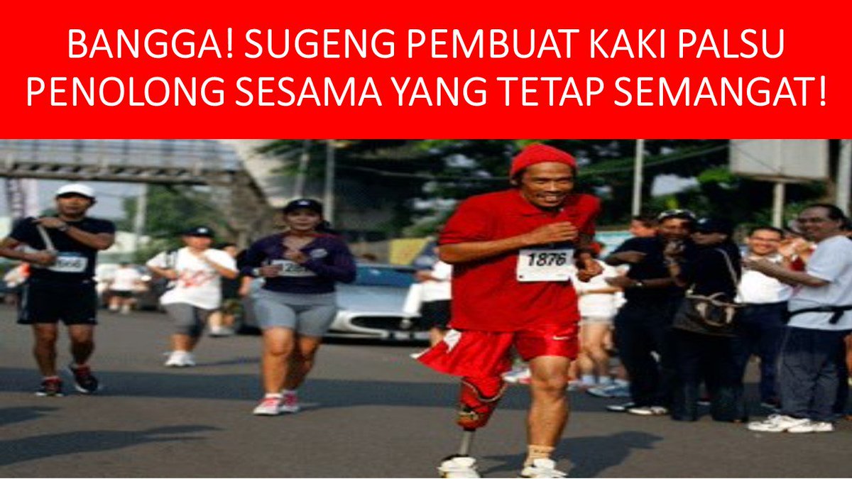 LaskarTanahair's tweet photo. #Indonesia bangga punya Sugeng Siswoyudono, penyandang disabilitas yg pantang menyerah. Sugeng memproduksi ribuan kaki palsu utk menolong sesamanya. Banyak mahasiswa terinspirasi semangatnya! Ayo, ikutilah semangat Sugeng agar #NKRIDamai bertambah maju.  https://t.co/nokdahhrpB https://t.co/ABeWYB5Ddb