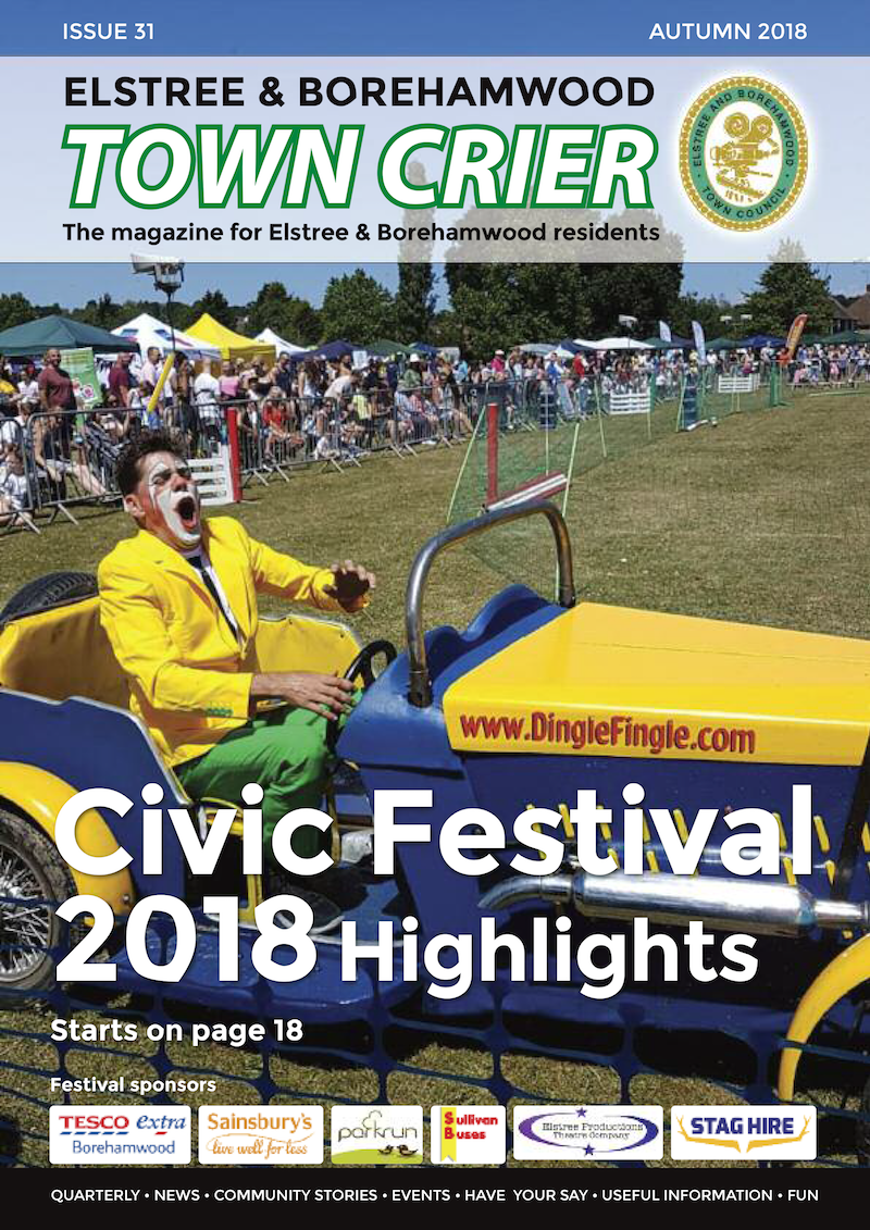 DingleFingle's tweet photo. Weโve just recently received our copy of the Elstree and Borehamwood Town Crier, which contains its 2018 civic festival highlights, and guess whoโs on the front page?
https://t.co/WlyqDkoMuq
#comedy #comedycar #entertainment #eventmanagement https://t.co/3zyLzaaSUi